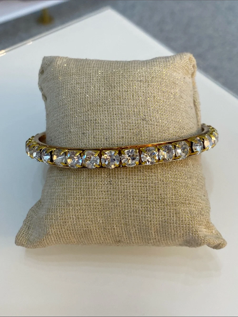 Gold Tone Crystal Bangle Bracelet